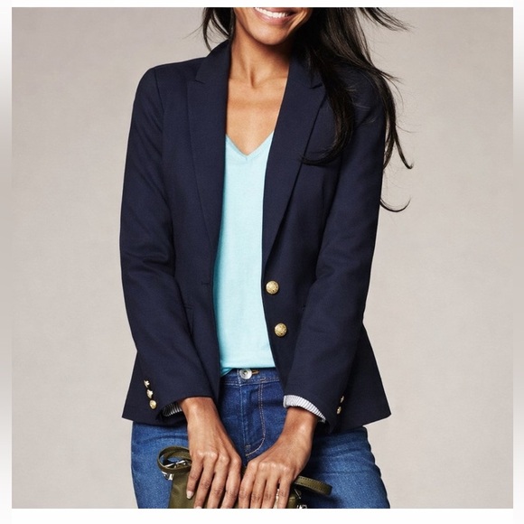 Banana Republic Jackets & Blazers - BANANA REPUBLIC WOMENS TAILORED NAVY BLUE STRUCTURED BLAZER SIZE 4 GOLD BUTTONS